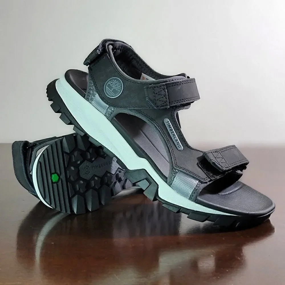 Timberland Garrison Trail Sandals Black Leather Comfort Men's Shoes Boots Gray - Picture 1 of 13